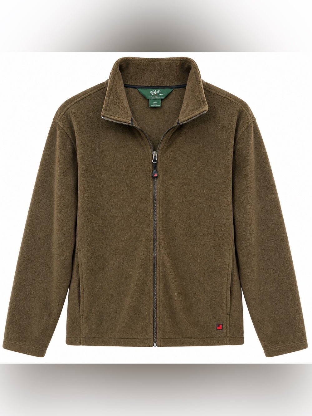 Woolrich Men’s L Brown Full Zip Fleece Jacket 100% Polyester Outdoor Pullover